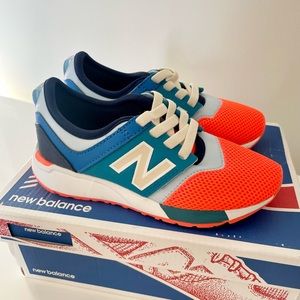 New Balance for Crewcuts Kids No-tie Laces Blue Orange Sneakers size K12